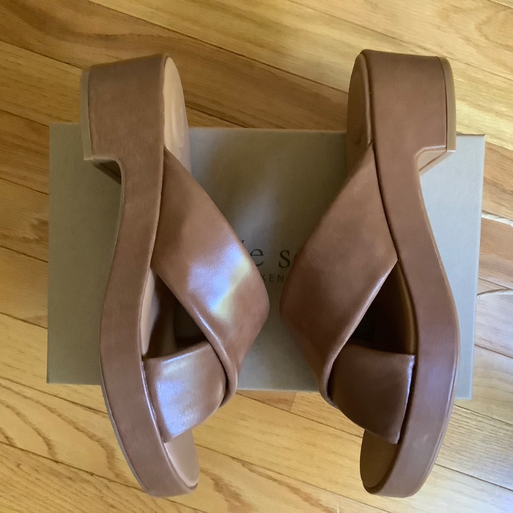 Gentle Souls River Platform Slide Sandal Luggage Leather SZ 9.5 - Picture 5 of 13